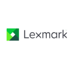 Logo Lexmark en caractères gras noirs et verts sur fond transparent, représentant l'entreprise de technologie de bureau et d'impression.